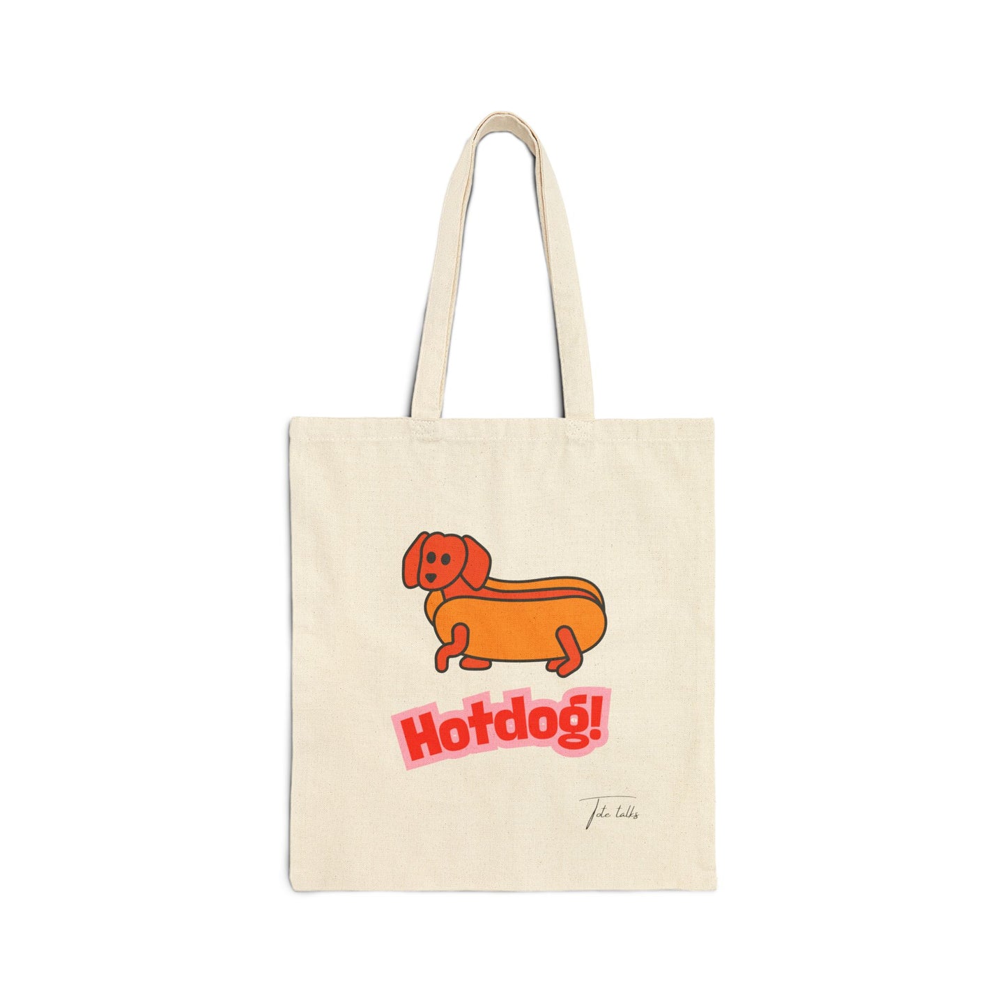 Hotdog Doodle Cotton Canvas Tote Bag - Fun and Functional for Pet Lovers